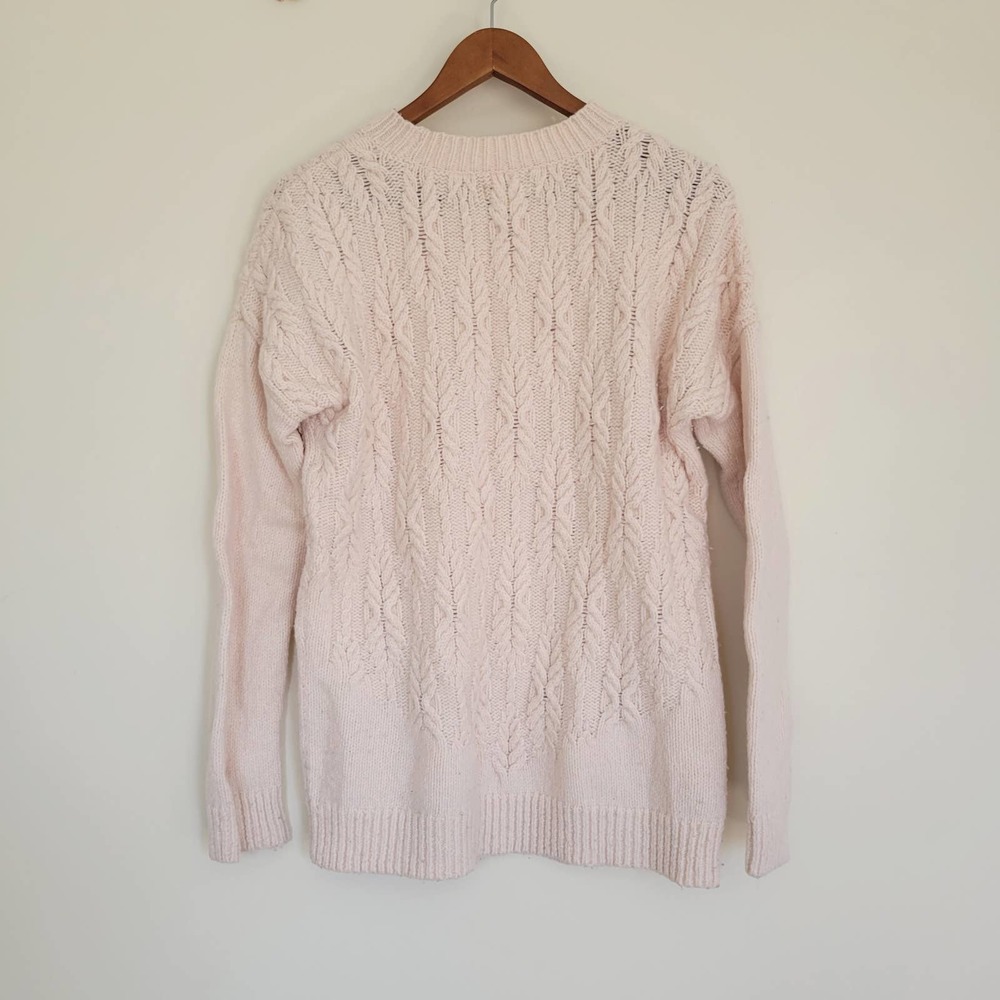 LL Bean Signature Ivory Fisherman Knit Sweater